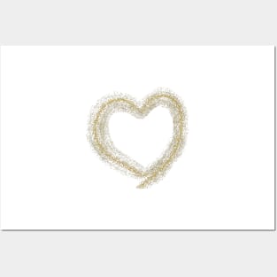 Golden Glitter Heart on White Posters and Art